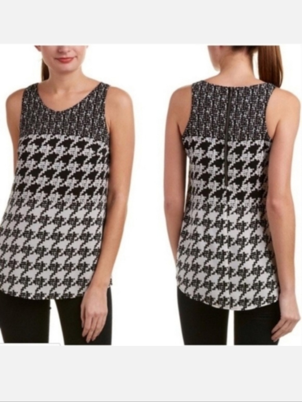 CAbi Broken Check Houndstooth Blouse #3090 Size XS